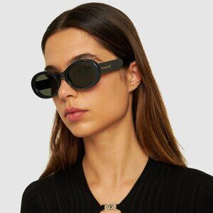 BRAND NEW Gucci GG1587S 001 Black Grey Unisex Oval Sunglasses GG 1587S